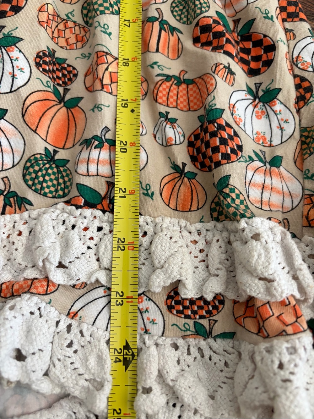 Girls' Pumpkin Print Long-Sleeve Dress - Biege & Orange - Picture 6 of 6